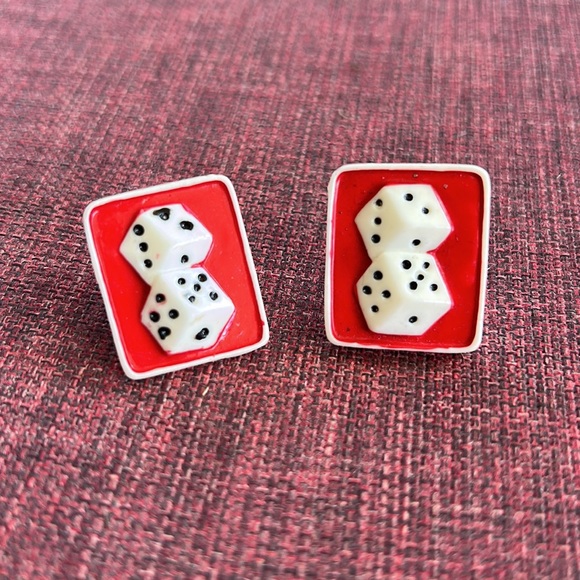Dice Gaming Casino Earrings for Pierced Ears - Picture 2 of 7